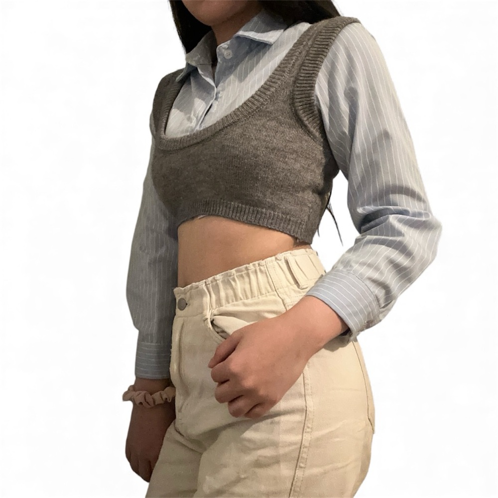 Gray Knit Crop Top